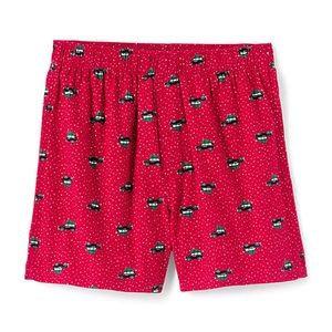 Men’s classic fit flannel boxers - Christmas theme “Rich Red Taxi”
